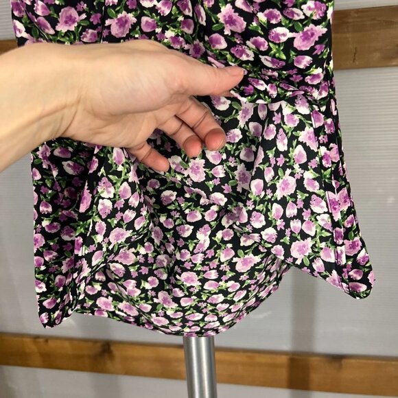 NWT Zara Floral‎ Twist Neck Halter Blouse Tank Top Purple Black Green White Sz S - Picture 4 of 8